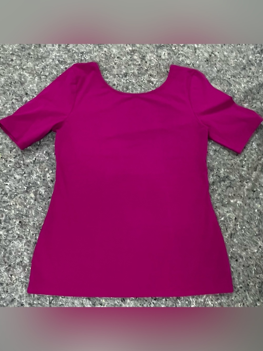 Ann Taylor Top Short Sleeve Cerise Pink, Deep Scoop Back, 201‑440167 Tee Medium